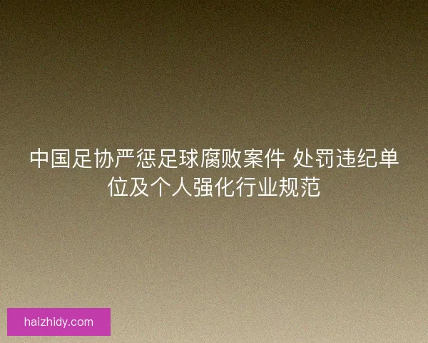 中国足协严惩足球腐败案件 处罚违纪单位及个人强化行业规范
